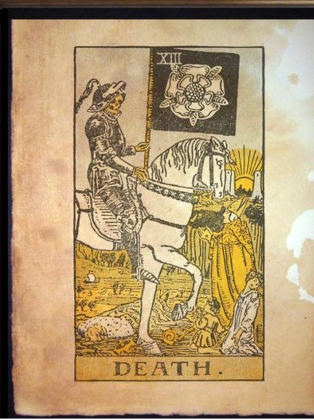 Vintage Death Tarot Card Art Print - Yellow, Black